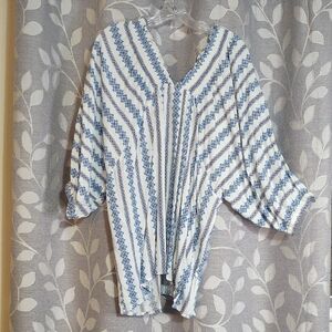Umgee Blue and White Striped Blouse size L